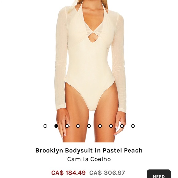 Revolve- Camila Coelho Brooklyn Bodysuit in Pastel Peach - Picture 1 of 5